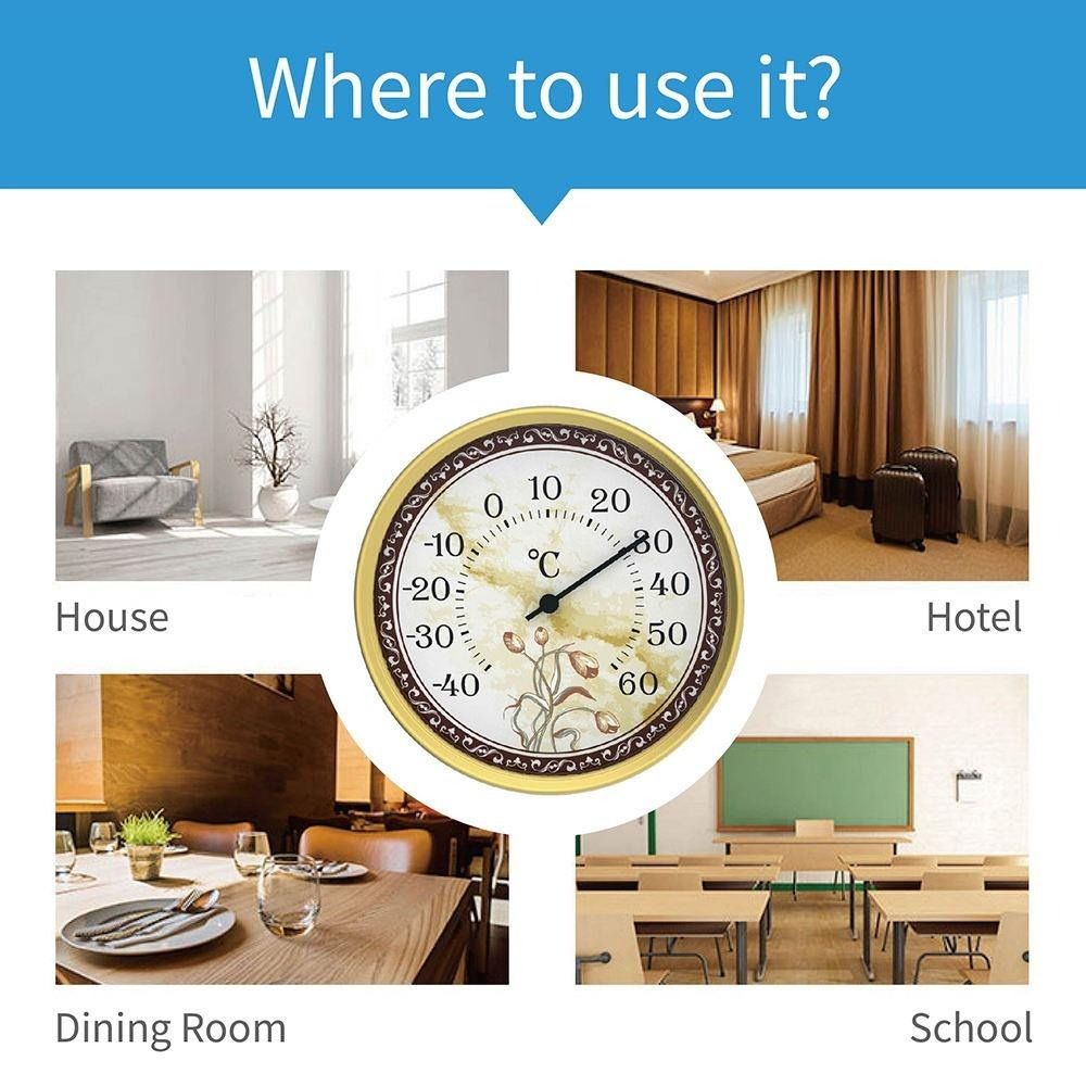 KT Thermo Stylish 4-Inch Living Room Thermometer with Floral Pattern ...